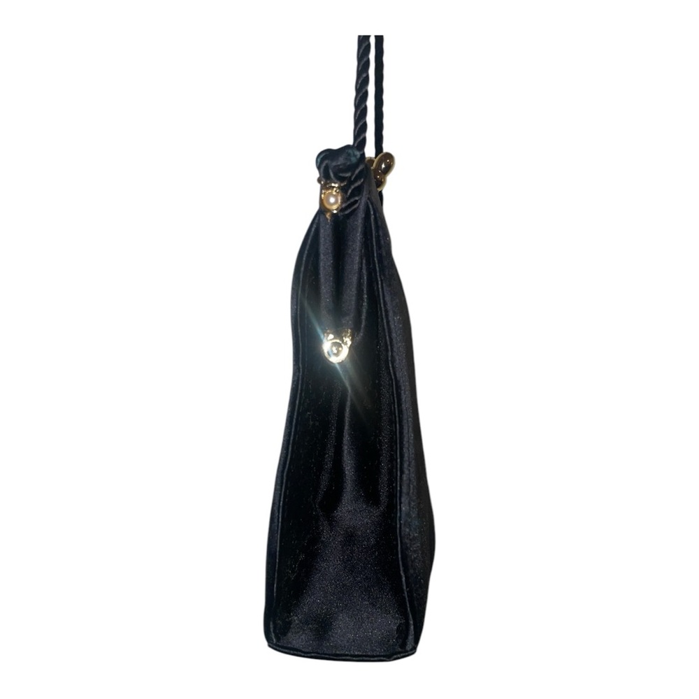 Neiman Marcus Elegant Satin Black Evening Bag - Picture 2 of 5